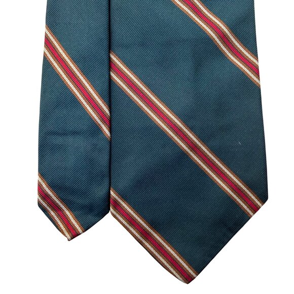 Georgetown University Shop Mens Blue & Red Silk Striped Tie All Silk Approx 56" - Picture 3 of 7